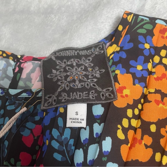 Johnny Was Dress Small NWT Jade Astrid Pleated Tea Length Midi Floral Boho Chic - Picture 4 of 8